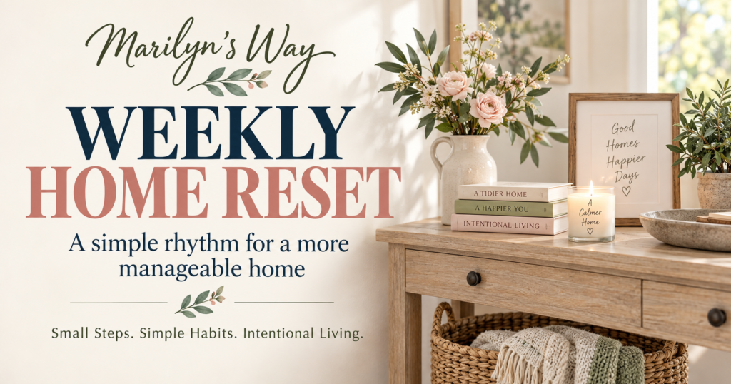 Weekly Home Reset by Marilyn’s Way—a simple rhythm for a more manageable home.